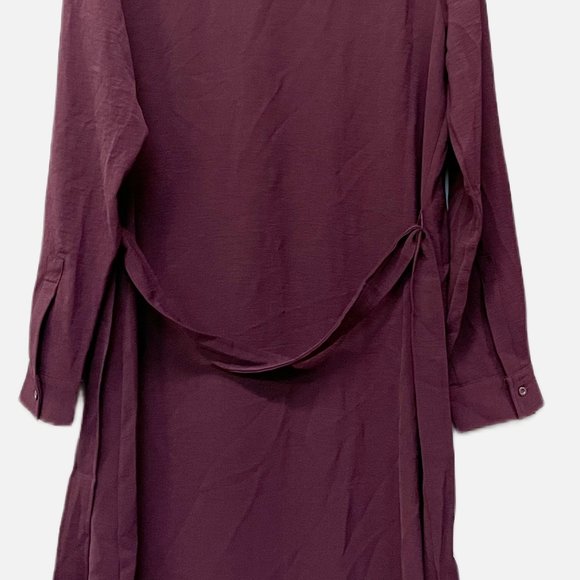 NWT! Calvin Klein Women's Belted Shirtdress - Aubergine Medium - Picture 5 of 6